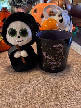 🎃 Cobwebs & Cauldrons Mug (NWOT) & Ty Grimm Plush Set 🎃
